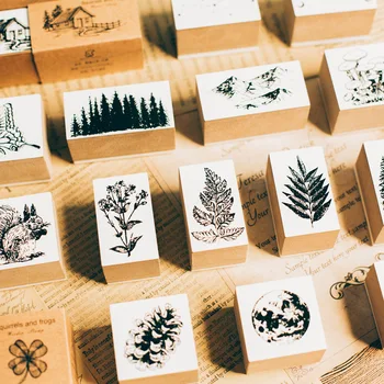 

madifier Vintage Plants ginkgo star moon stamp DIY wooden rubber stamps for scrapbooking stationery scrapbooking standard stamp