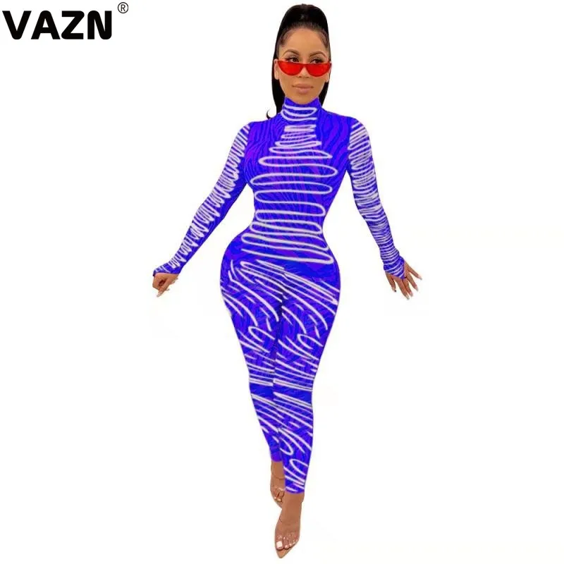 VAZN, Новые комбинезоны, сексуальные, Клубные, для взрослого возраста, модные, одноцветные, водолазка, длинный рукав, эластичные, для женщин, с высокой талией, длинные, узкие, Комбинезоны