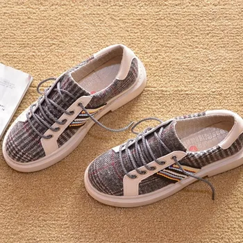 

Spring new flat shoes women shoes Red plaid casual shoes Retro loafers ladies shoes Non slip platform shoes flats