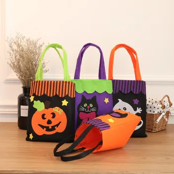 

Halloween Decoration Supplies Pumpkin Skull Witch Cat Trick or Treat Tote Candy Bags Sacks for Kids Party Favor Gifts