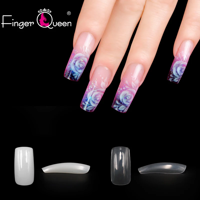 Finger queen 100 шт+ коробка прозрачные/натуральные/белые ногти искусственные акриловые накладные ногти лак для ногтей Инструменты полностью покрыты поддельные ногти