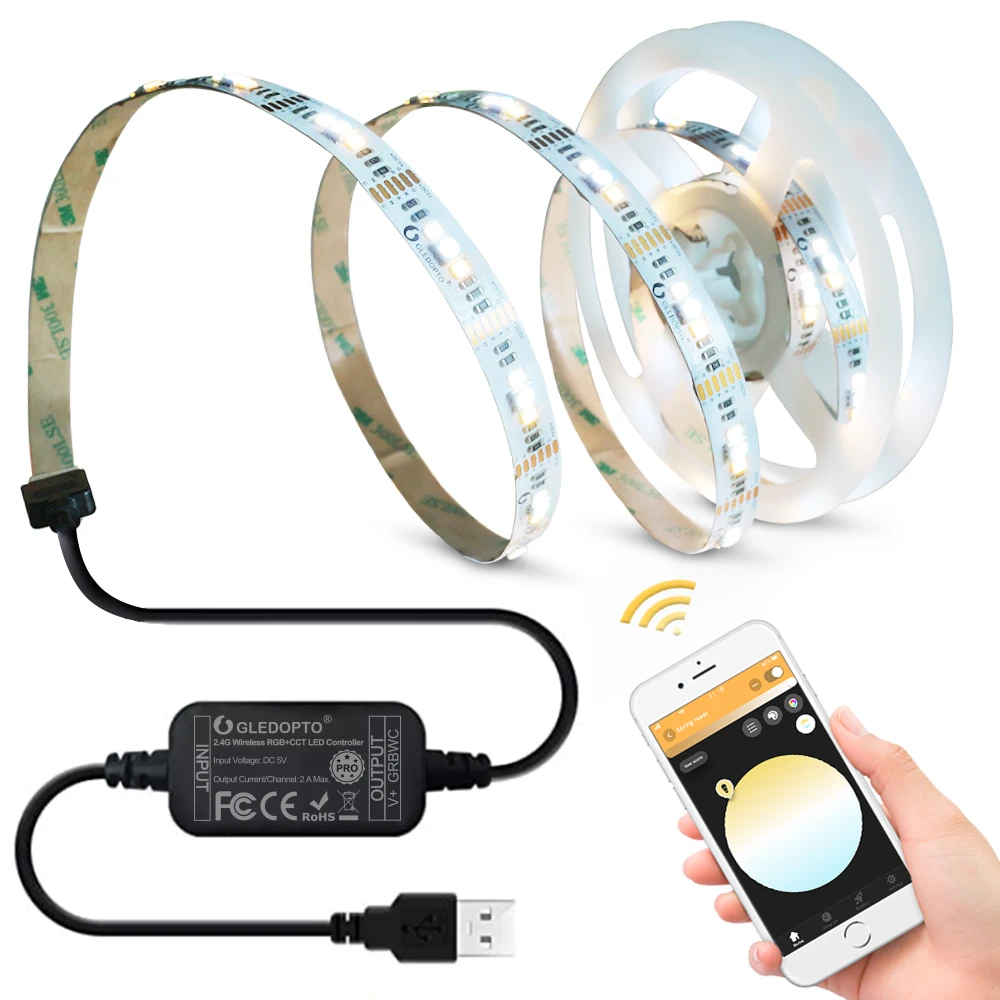 US $14.98 ZigBee30 RGBCCT TV Strip Controller Pro Kit Mini Smart 5V USB RGBCCT Work With Echo Plus SmartThings Tuya AppVoiceRemote