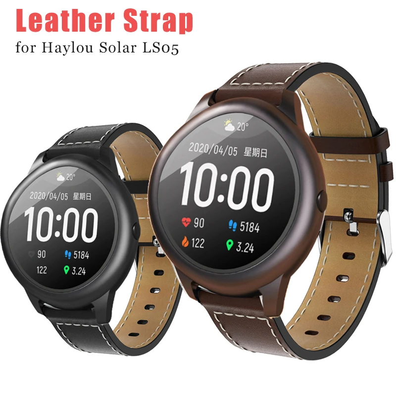 

22mm Watchband Replacement GenuineLeather Wrist Strap band For Xiaomi haylou solar ls05 Smart Watch Band Wristband bracelet