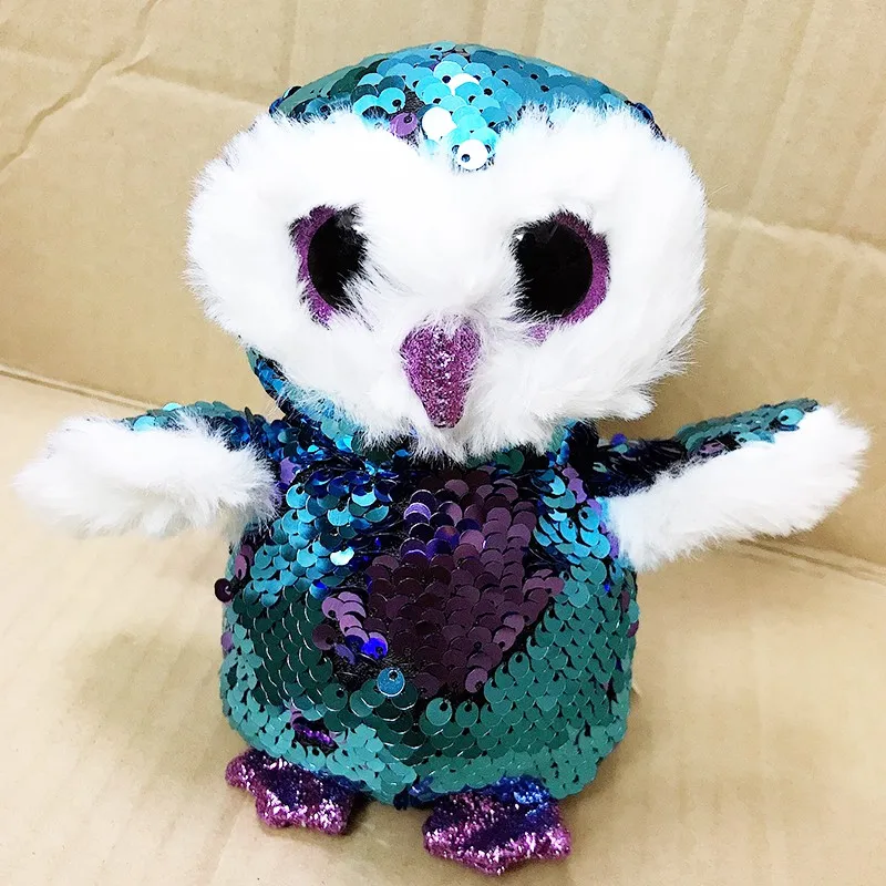 Ty Beanie Boos Flippables 6" MOONLIGHT Color Changing Sequins Owl Plush MWMTs 