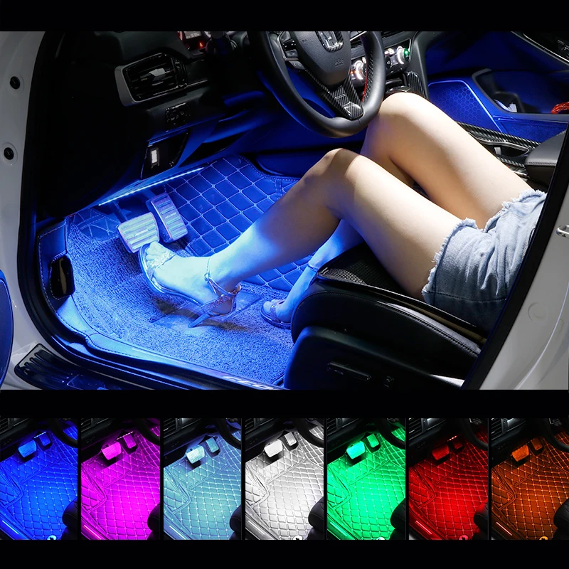Car Atmosphere Lights EL Neon Wire Strip Light RGB Multiple Modes App Sound Control Auto Interior Decorative Ambient Lamp | Автомобили и