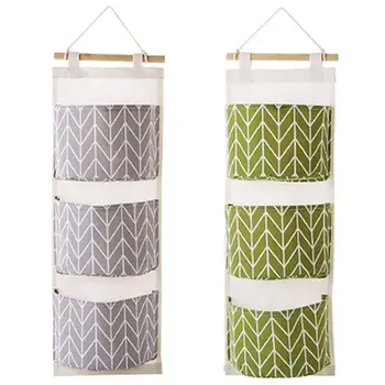 

Over the Door Closet Organizer, 2 Packs Wall Hanging Storage Bags with 3 Pockets for Bedroom & Bathroom (Green + Gray)