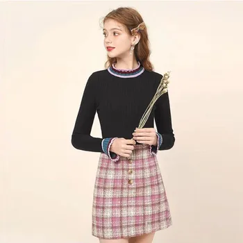 

Fashion Stripe Women Slim Sweater O Neck Flare Sleeve Feamle Casual Knitted Pullovers