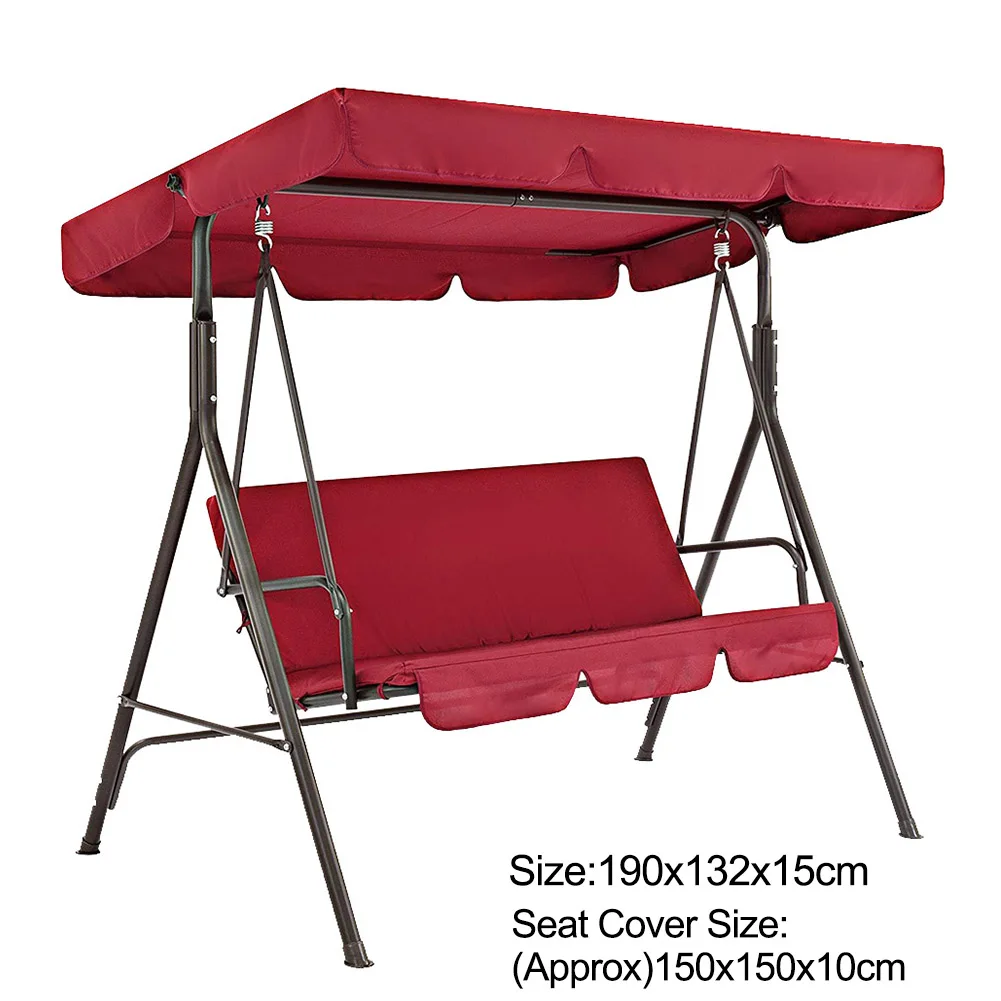 2pcs/set Solid Garden Chairs Patio Swing Seat Cover Universal Canopy Protector Waterproof Sunproof For 3 Seater Sun Shade 2pcs/set Solid Garden Chairs Patio Swing Seat Cover Universal Canopy Protector Waterproof Sunproof For 3 Seater Sun Shade