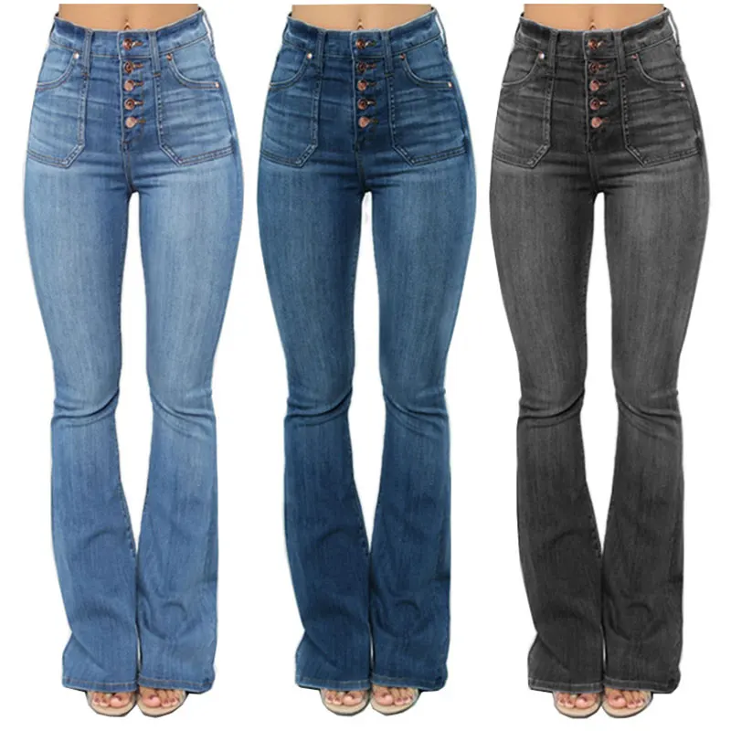 Женские длинные расклешенные джинсы размера плюс 4XL с высокой талией, сексуальные офисные женские Стрейчевые обтягивающие джинсовые брюки полной длины