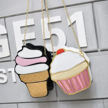 

Cute Children Coin Purse PU Leather Ice Cream Cake Baby Kids Chain Mini Shoulder Bag Fashion Girls Crossbody Bag Coin Wallet