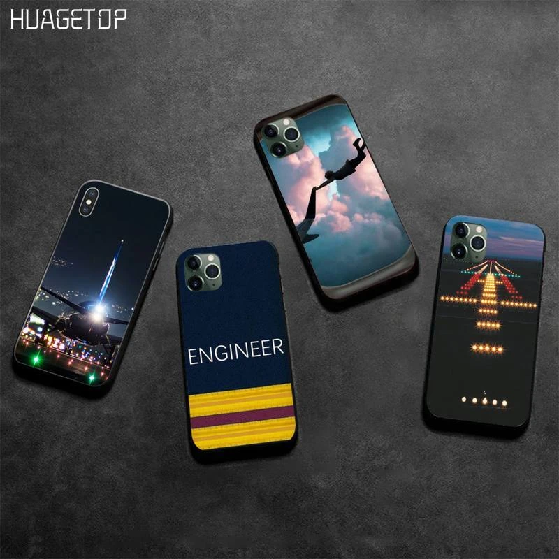 iphone 8 silicone case HUAGETOP ENGINEER fly Pilot Plane Black Cell Phone Case for iphone 12 pro max 11 pro XS MAX 8 7 6 6S Plus X 5S SE 2020 XR case iphone 7 plus phone cases