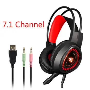 

7.1 Channel USB Headset Gaming Headset Earphone Wired Gamer Headphone Stereo Sound Headsets With Mic LED Light For Computer PC
