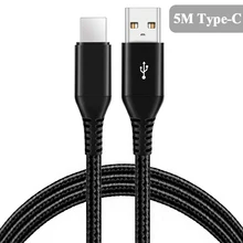 5 м тип-c USB кабель для xiaomi Redmi Note7 8 кабель передачи данных для быстрой зарядки для huawei 2.4A провод шнур мобильный телефон кабель type-C USBwire