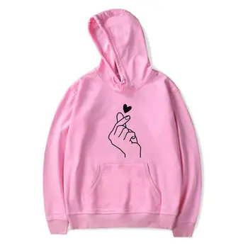 

New Arrival Korean Finger Heart Hoodie K-Pop Hooded Sweatshirt K-Drama Hoody Korean Unisex Sweatshirt Drop Ship