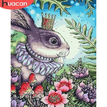 

HUACAN DIY Painting By Number Rabbit Hand Painted Paintings Art Drawing On Canvas Pictures By Numbers Animal Kits Home Decor