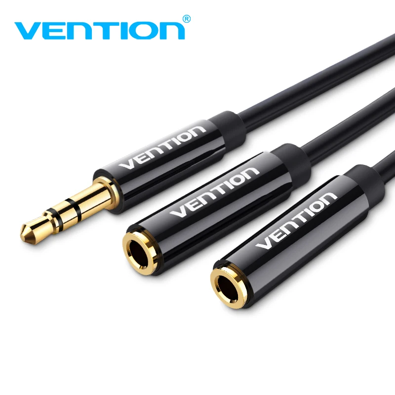 3.5mm Male To 2 Female Splitter Audio AUX Earphone Microphone Adapter BBC