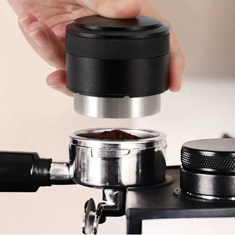 

Stainless Steel Press Type Coffee Tamper Distributor Leveler Tool Coffee Accessories Black 57mm Kitchen Coffee Tamping Tool