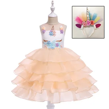 

Mauve Sky Blue White Little Flower Girl Dresses for Wedding Kids Pink Unicorn Dress Birthday Prom Costume Lace Tulle Party Dress