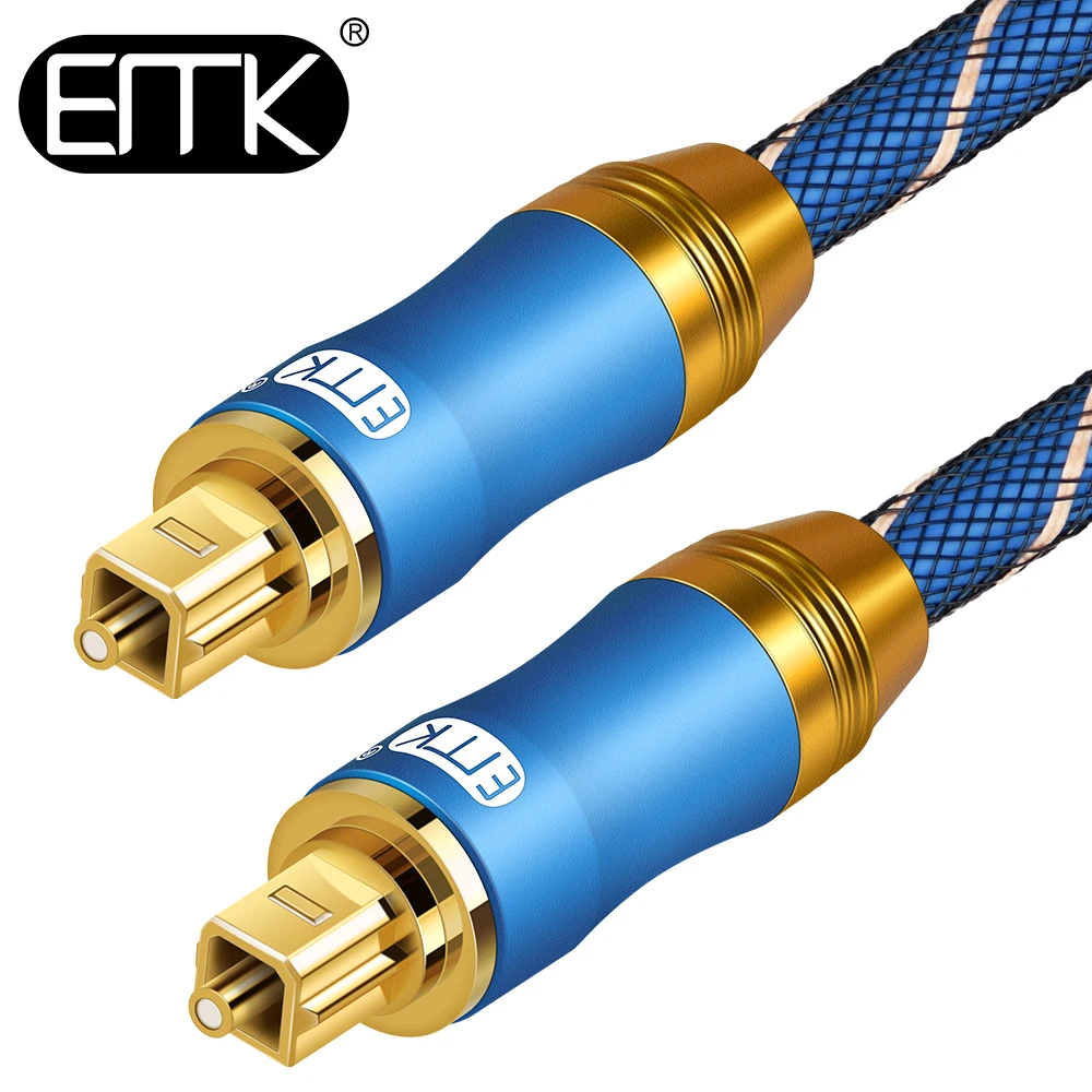 Emk Optical Audio Cable Toslink Cable Nylon Braided 24k Gold Plated