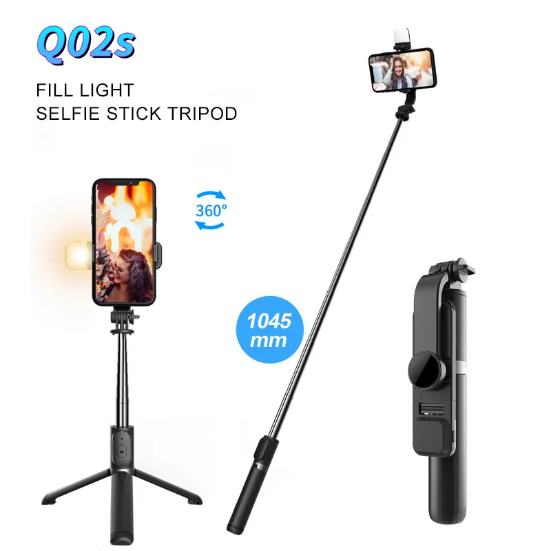 New Wireless bluetooth selfie stick 2021 foldable mini tripod with fill light shutter remote control for IOS Android smartphone - ANKUX Tech Co., Ltd
