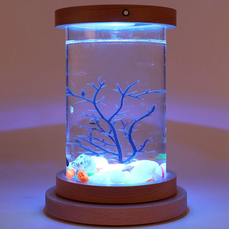 

Mini Desktop Ecological Bottle Led Illumination Fish Tank Bettas Cylinder