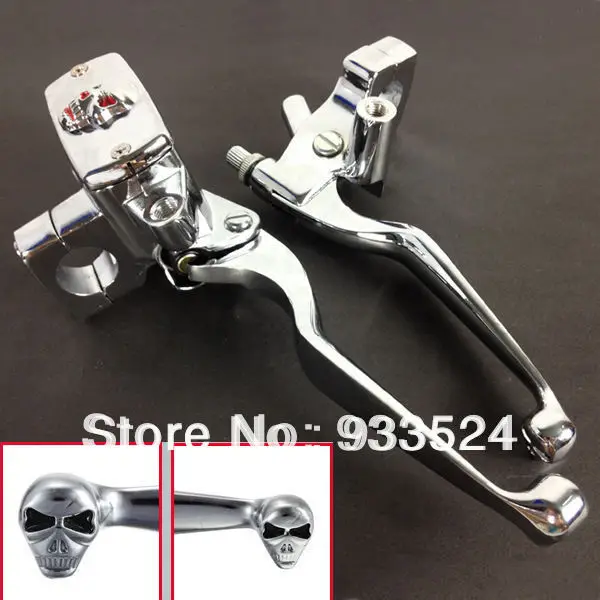 1&quot Universal Handlebar 14 Bore Skull Brake Master Cylinder Clutch Lever For Harley Dyna Softail Honda VTX Suzuki Yamaha Kawasaki |