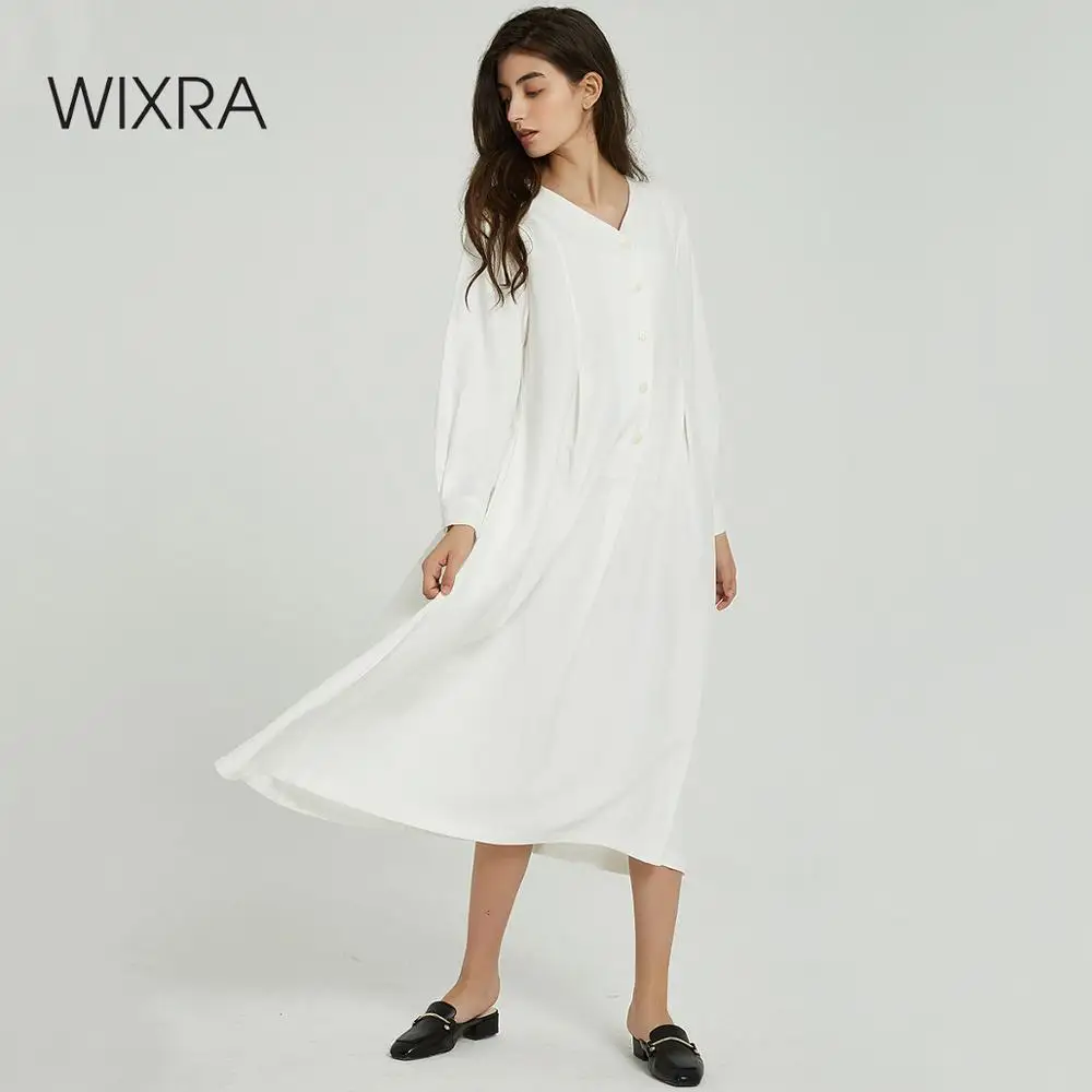 Wixra женское одноцветное платье Normcore элегантное свободное v образный вырез