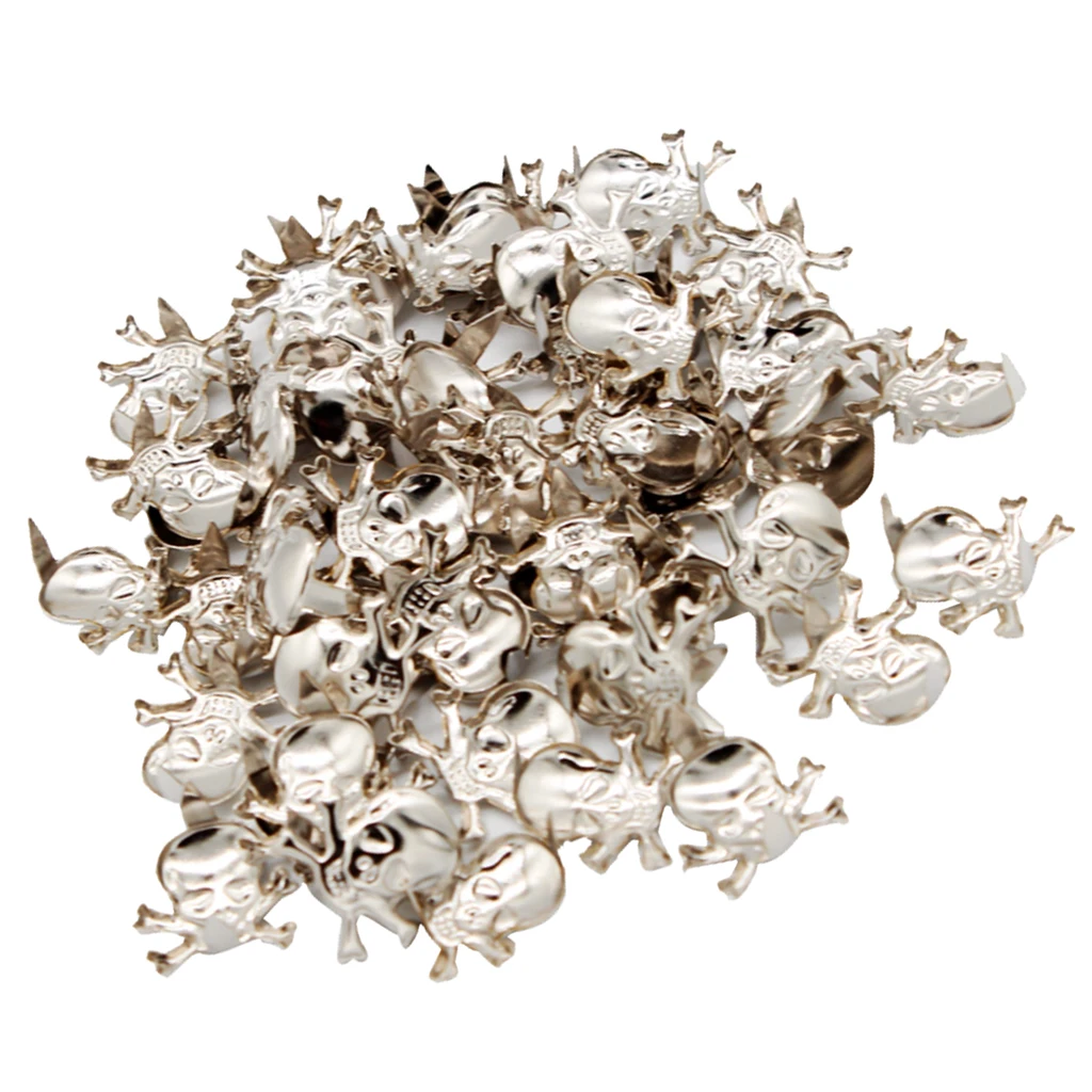 50Pcs Skull Stylish Studs Rock Rivet  For Clothing Shoes Leather Craft
