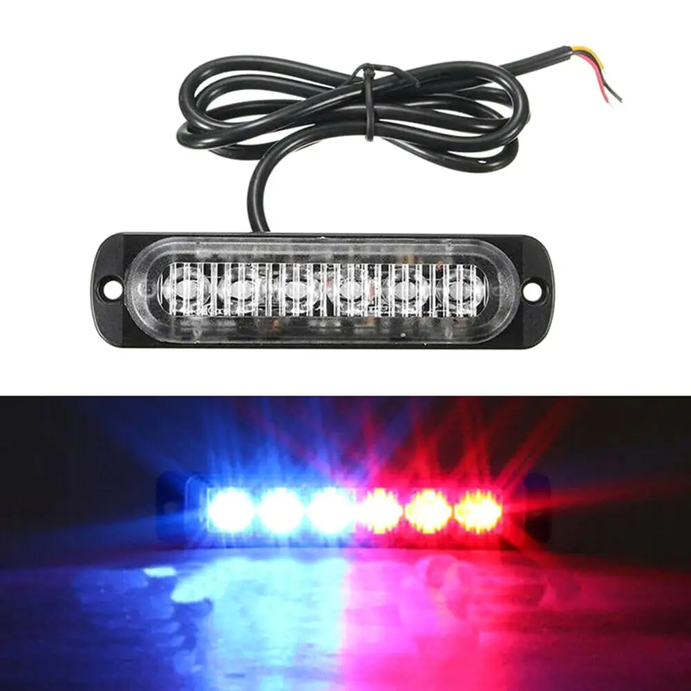 

1Pcs 6 LED Car Truck Dash Strobe Flash Light Emergency Red & Blue Warning Flash Lamp