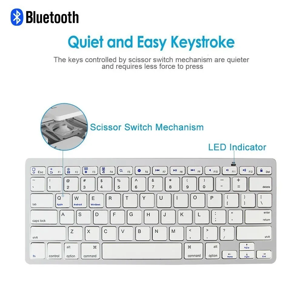 Bluetooth беспроводная Тонкая клавиатура для планшета Английский Русский Арабский испанский французский немецкий Мини Портативный многоязычный ПК клавиатура