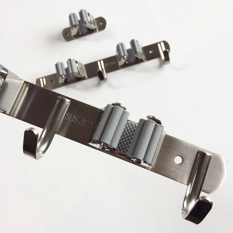 Tanie Mop uchwyt na miotłę 304 organizer ścienny ze stali nierdzewnej do czyszczenia narzędzi, miotły mopy uchwyt do garażu kuchennego