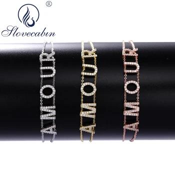

Slovecabin Romantic 925 Sterling Silver Name Femme Bracelets Double Link Chain Bracelets For Girls Christmas Gift Fine Jewelry