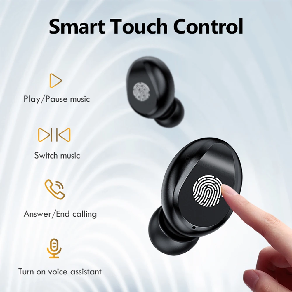 Wireless Bluetooth Earphones TWS HiFi Stereo 9D Touch Control Sports Earphone LED Dispplay Waterproof For Android iOS 2200mAh