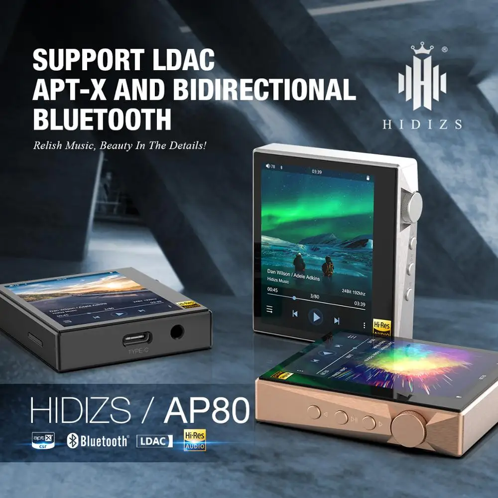 Hi Fi MP3 плеер Hidizs AP80 портативный сенсорный экран спортивный музыкальный Bluetooth FLAC LDAC