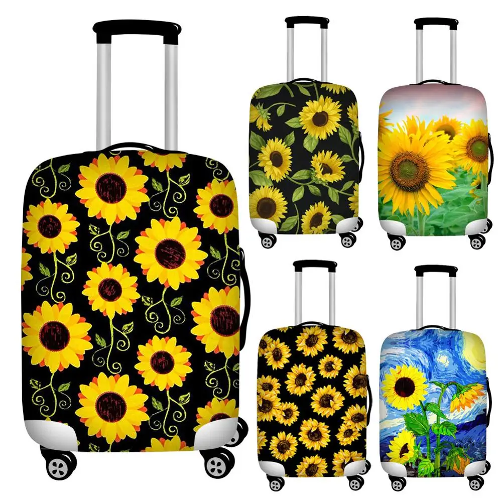 FORUDESIGNS Sunflower Print Baggage Covers Elastic 18-32inch Travel Suitcase Cover Waterproof Luggage Protective Dust Covers