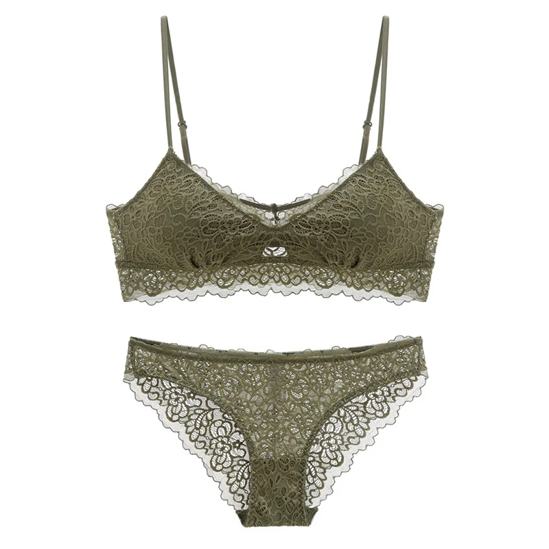 

Thin Cotton Cup Wireless Bra with Removable Padded Embroidery Lace Set Underwear Women Lingerie Lace Top Bra for Girls