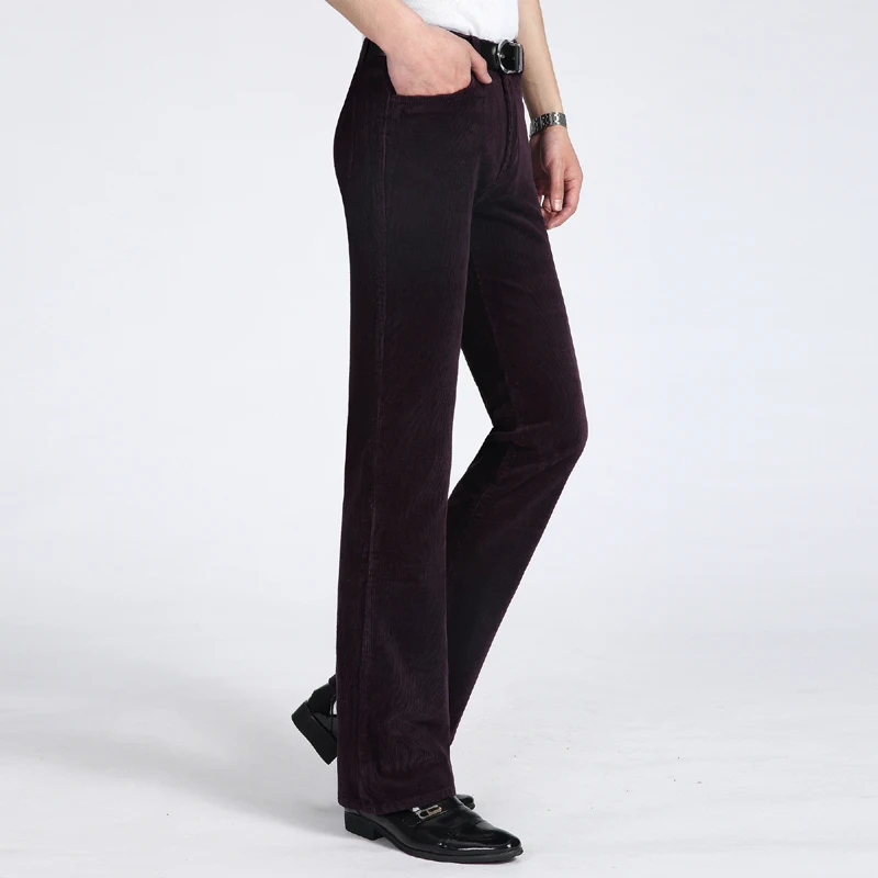 Men's Casual pants Autumn and Winter New Thick Men's Casual pants Purple Corduroy Male Loose Corduroy FIared