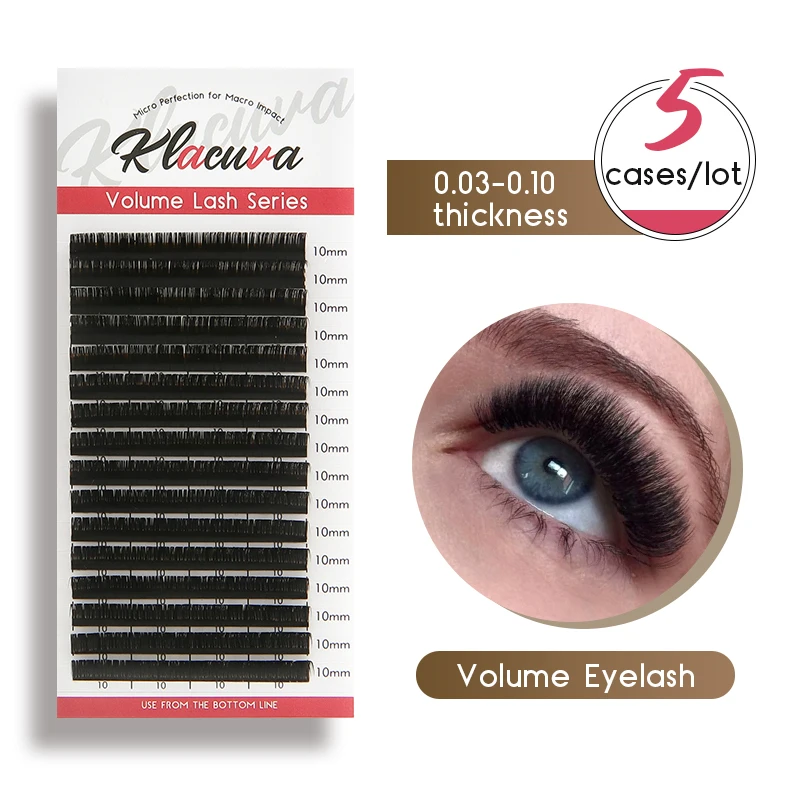

Klacuva 5cases Russian Volume Eyelash Extension 0.03-0.10 All Size Mink Individual Eyelash Handmade Lashes High Quality 16lines