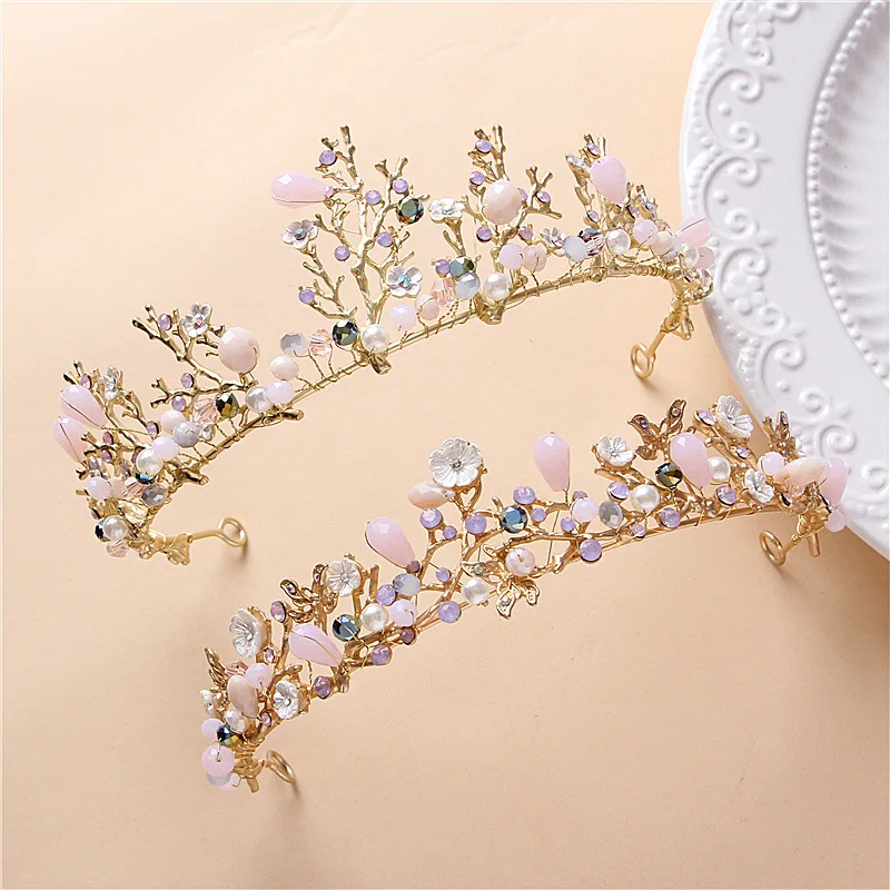 

Bride Crown Headdress Crystal Pearl Man-made Diamond Beaded Bracelet Handmade Hair Accessories Wedding Dress New Products Marria