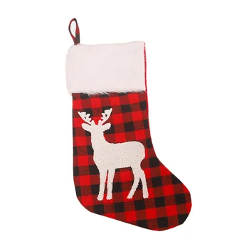 

Christmas Stocking Noel XMAS Hessian Elk Snowflake Stocking Bag Reindeer Children Gifts Bag New Year Decor