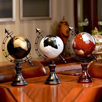 

[New] 41cm Creative Manual Crafts Globe figure statue Resin tellurion model ornaments Home room decoration gift High quality
