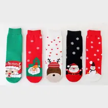 4 пары, унисекс, хлопковые Праздничные Носки до середины икры, Носки с рисунком Санта Клауса, чулочно-носочные изделия