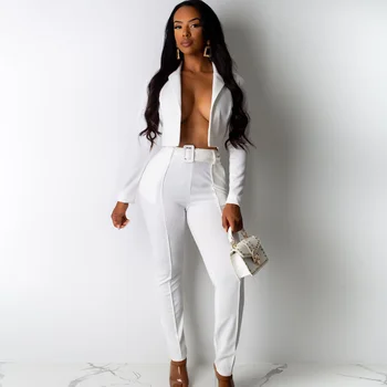 

Autumn Winter Women's Suit 2019 New Fashion Two-piece Work Wear Casual Crop Jacket and Long Pants Suit Office Ladies 2 Piece set