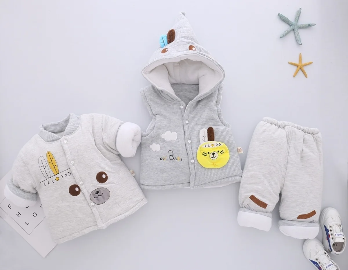 

Infant Winter Men And Women Baby Thick Cotton-padded Clothes Set 0-1-Year-Old Newborns Clothes Waistcoat Cotton-padded Jacket Co