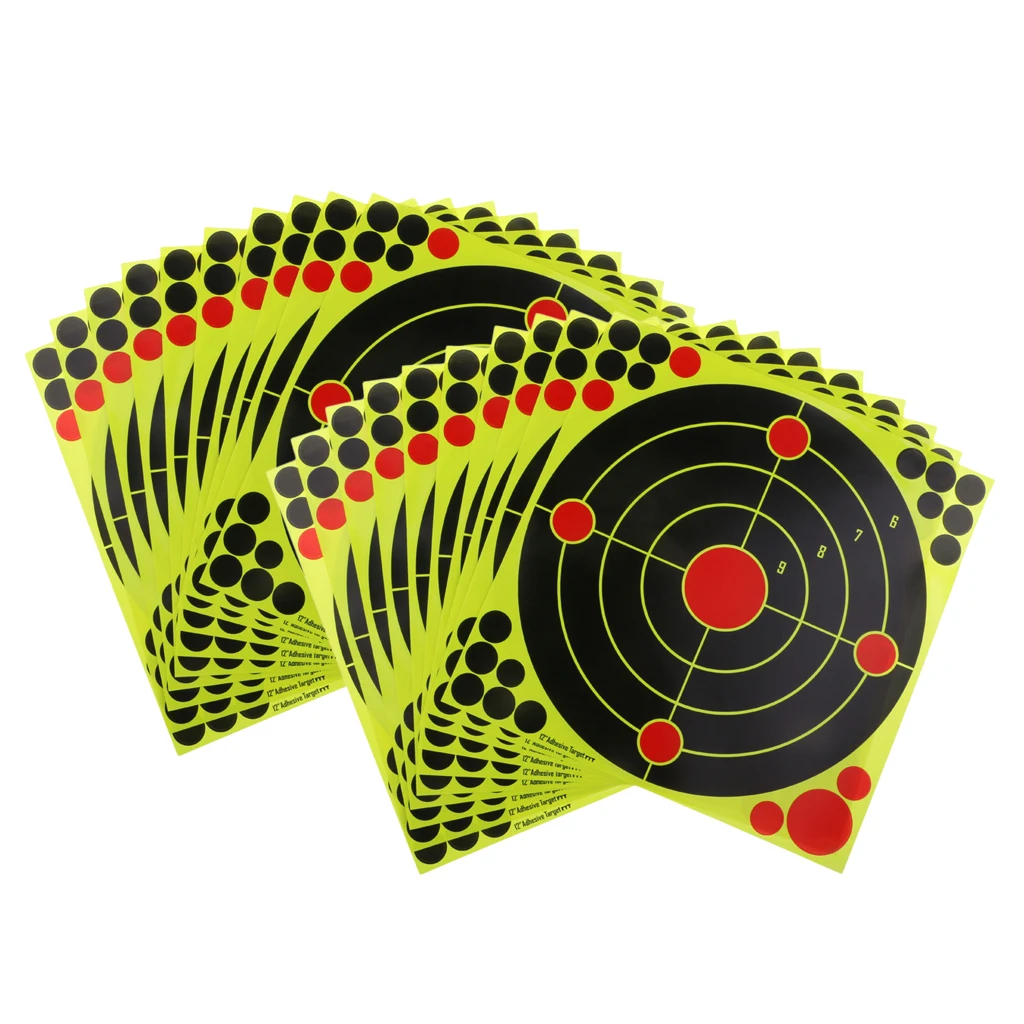 20pcs 12''x12'' Self adhesive Splatter & Reactive Targets for Shooting Archery