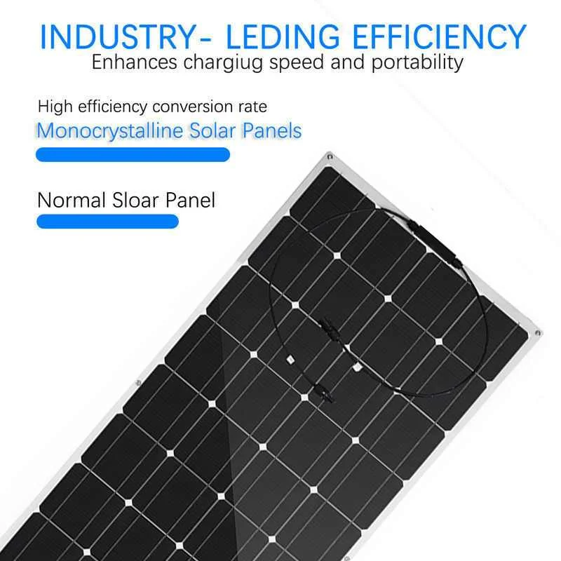 200 Вт Гибкая солнечная панель 18 в модуль солнечной батареи кабель автомобильный 18 в монокристаллическое солнечное зарядное устройство для RV лодка крыша дома кемпинг внедорожник