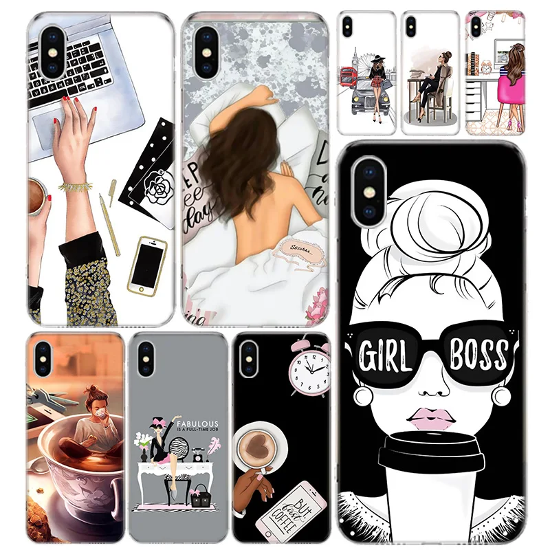 Женский розовый чехол для телефона Girl Boss Iphone 12 Mini Pro 11 7 8 6 6S Plus + X XS MAX XR 5 5S SE модный