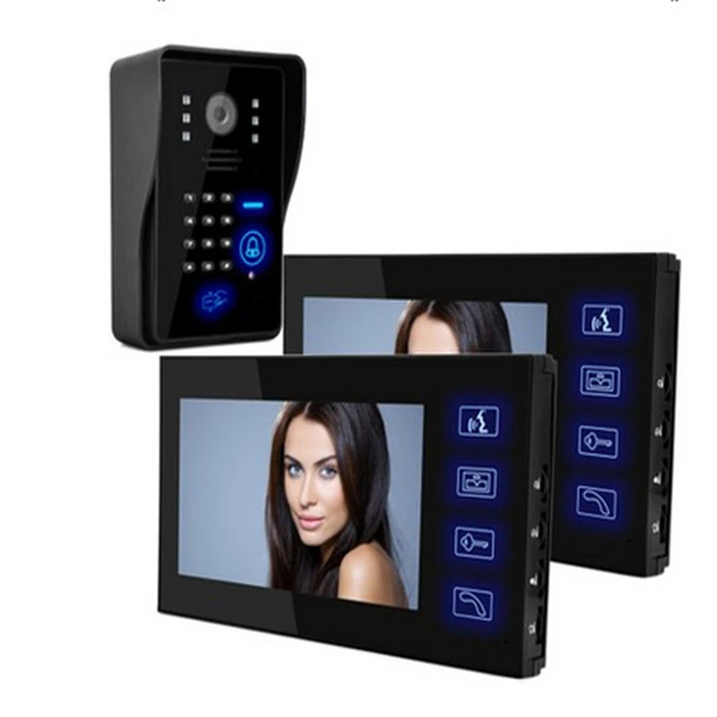 buy 7 #039; #039; Video Door Phone Intercom Access Control System 1 Monitor + 1 RFID Access Doorbell Camera+ Wireless Remote Control Unlock