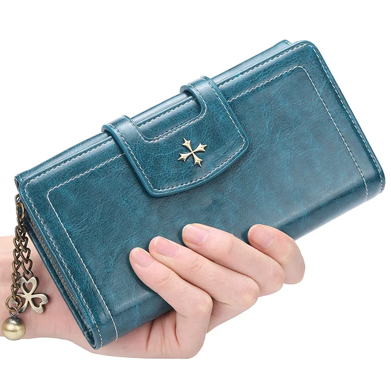 

Brand Designer Leather Phone Wallets Women Purses Long Cyan Red Money Wallet Female Purse Multi Card Holders Ladies Clutch Bags