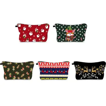 

Travel Cosmetic Bag Santa Christmas Printing Makeup Case Pouch Toiletry Organize